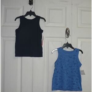 Joe Fresh Boys 2 Pack Sleeveless Cotton Tank Tops Blue Dinosaur & Navy Size 3